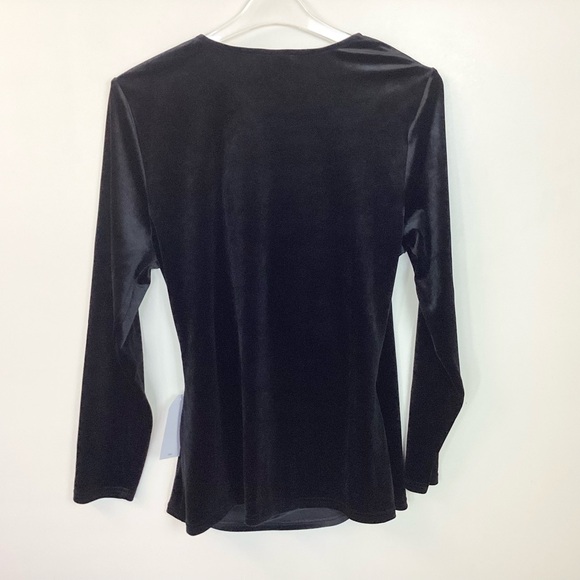 NWT Universal Standard Long Sleeve Velvet Surplice Neck Top - Black - Size 10-12 - Picture 5 of 8